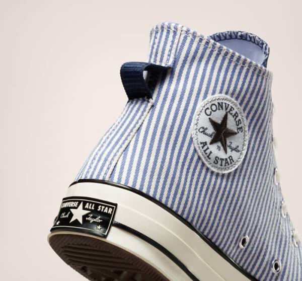 Boty Vysoké Converse Chuck 70 Crafted Stripe Indigo Černé | CV-074YXC