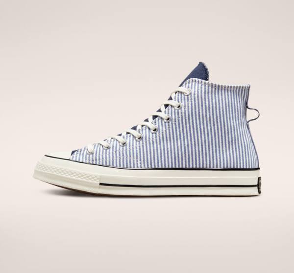 Boty Vysoké Converse Chuck 70 Crafted Stripe Indigo Černé | CV-580XIV