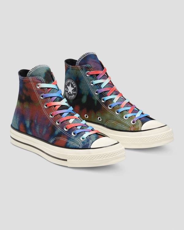 Boty Vysoké Converse Chuck 70 Plaid Tie Dye Černé | CV-895ESM