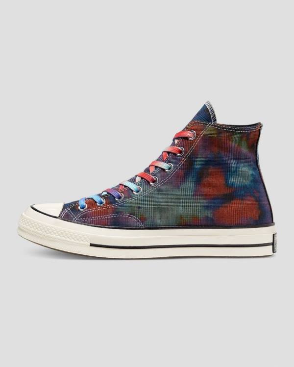 Boty Vysoké Converse Chuck 70 Plaid Tie Dye Černé | CV-895ESM