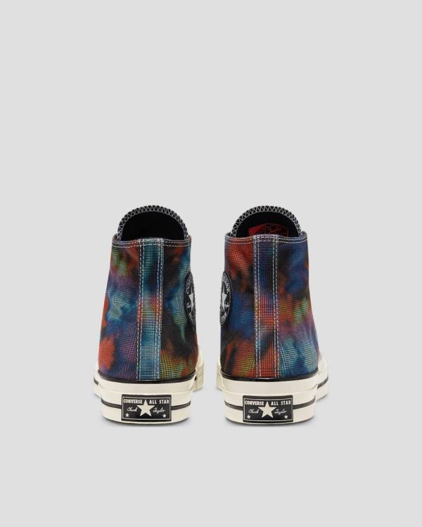 Boty Vysoké Converse Chuck 70 Plaid Tie Dye Černé | CV-895ESM