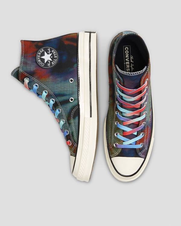 Boty Vysoké Converse Chuck 70 Plaid Tie Dye Černé | CV-895ESM