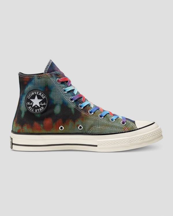 Boty Vysoké Converse Chuck 70 Plaid Tie Dye Černé | CV-895ESM