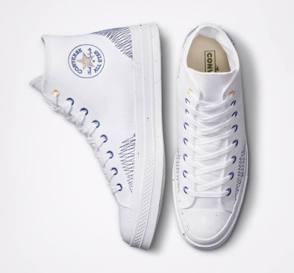 Boty Vysoké Converse Chuck 70 Stitched Bílé Indigo | CV-309SDX