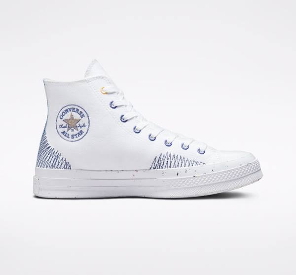 Boty Vysoké Converse Chuck 70 Stitched Bílé Indigo | CV-309SDX