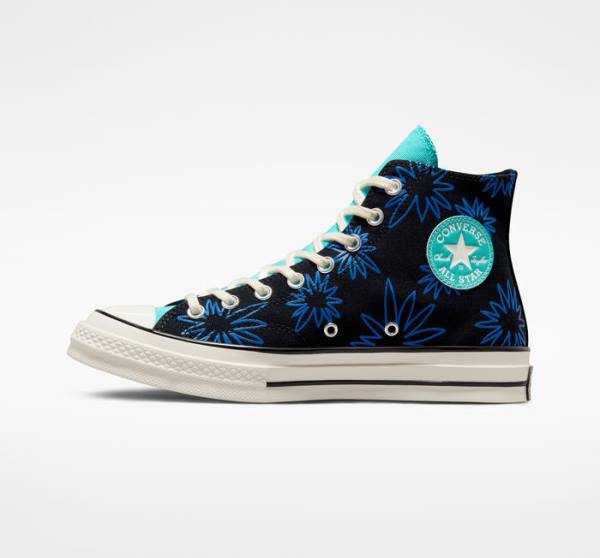 Boty Vysoké Converse Chuck 70 Sunny Floral Černé Tyrkysové Královská Modrá | CV-841JUA