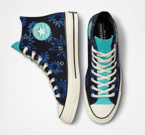 Boty Vysoké Converse Chuck 70 Sunny Floral Černé Tyrkysové Královská Modrá | CV-841JUA