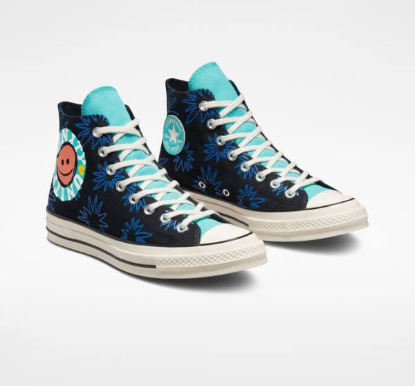 Boty Vysoké Converse Chuck 70 Sunny Floral Černé Tyrkysové Královská Modrá | CV-841JUA