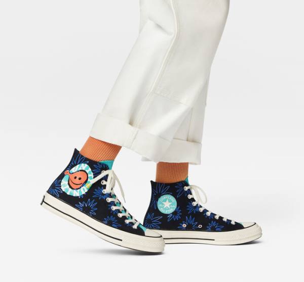 Boty Vysoké Converse Chuck 70 Sunny Floral Černé Tyrkysové Královská Modrá | CV-841JUA