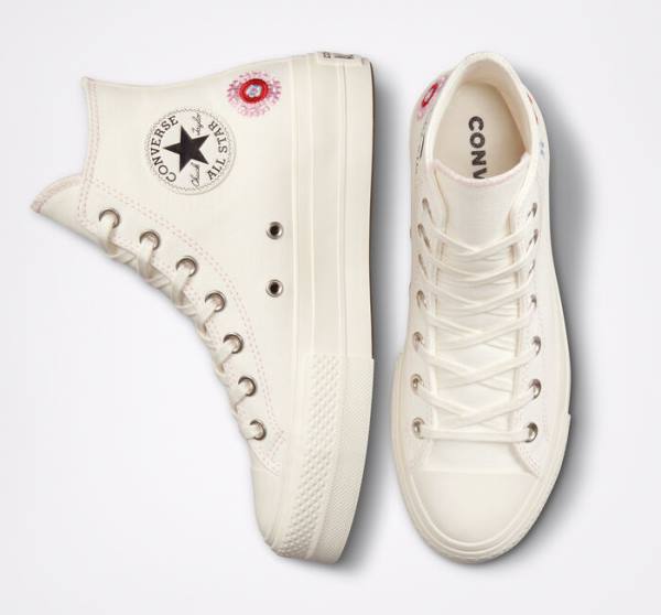 Boty Vysoké Converse Chuck Taylor All Star Lift Platformyě Floral Embroidery Černé Růžové | CV-017ZIT