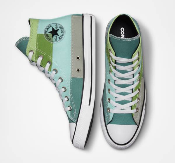 Boty Vysoké Converse Chuck Taylor All Star Patchwork Světle Zelene Světle | CV-087ZIU