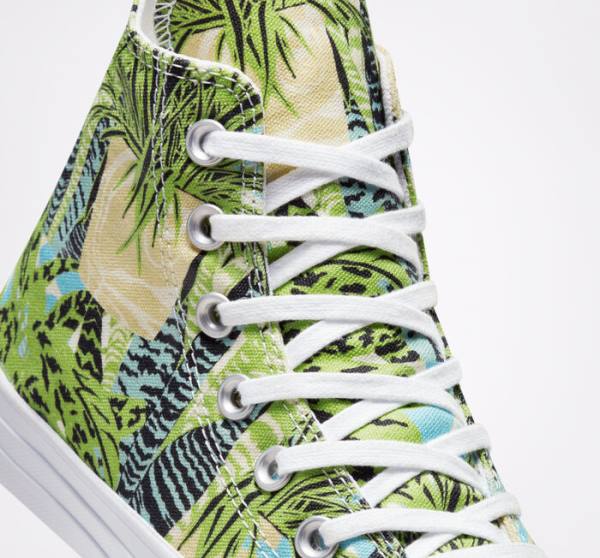 Boty Vysoké Converse Chuck Taylor All Star Tropical Florals Světle Zelene Bílé | CV-089LWM