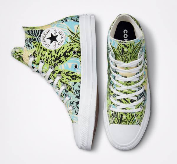 Boty Vysoké Converse Chuck Taylor All Star Tropical Florals Světle Zelene Bílé | CV-089LWM