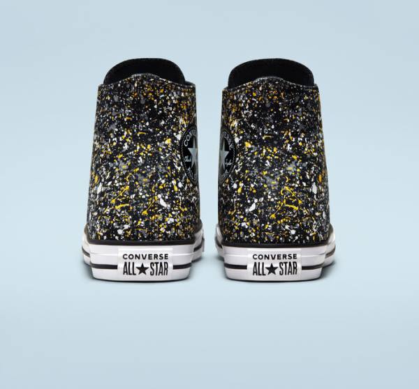 Boty Vysoké Converse Chuck Taylor All Star Archive Paint Splatter Černé Bílé | CV-187GUB