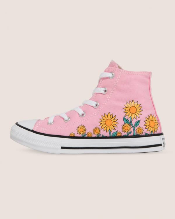 Boty Vysoké Converse Chuck Taylor All Star Sunflower Print Růžové | CV-249JKX