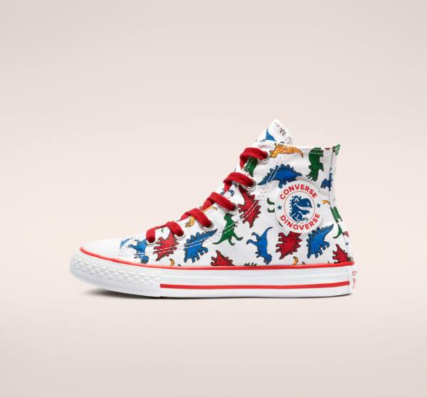 Boty Vysoké Converse Chuck Taylor All Star Dinoverse Bílé Červené Blankyt | CV-306UNJ