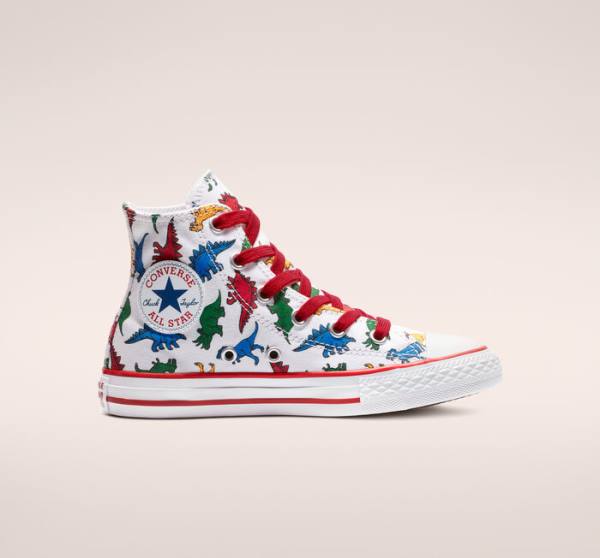 Boty Vysoké Converse Chuck Taylor All Star Dinoverse Bílé Červené Blankyt | CV-306UNJ