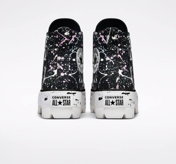 Boty Vysoké Converse Chuck Taylor All Star Lugged Paint Splatter Černé Šedé Růžové | CV-491VNS