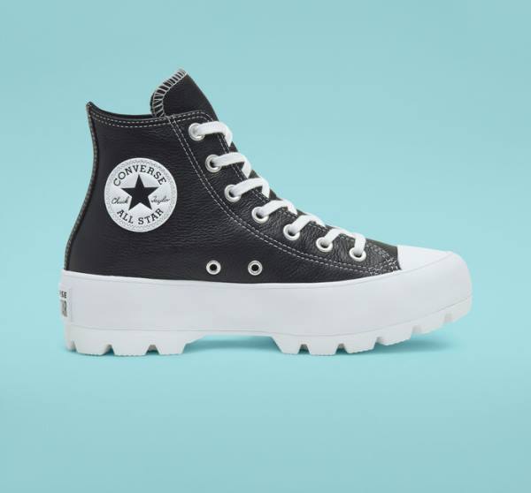 Boty Vysoké Converse Chuck Taylor All Star Lugged Læder Černé Bílé | CV-517CJN