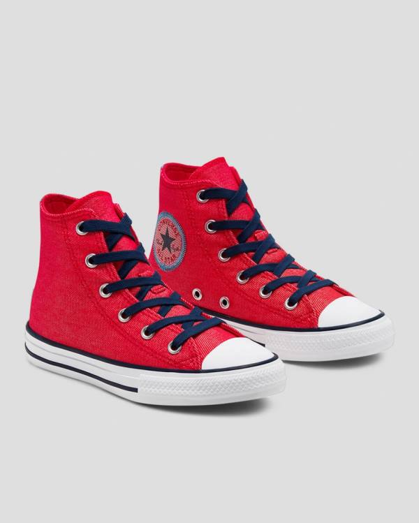 Boty Vysoké Converse Chuck Taylor All Star Denim Reverse Twill Červené | CV-684DPY