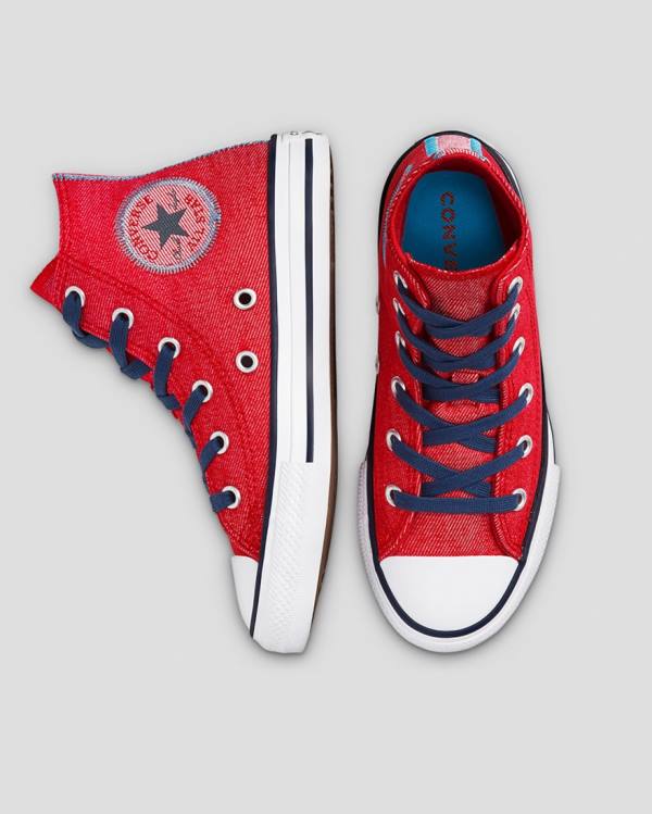 Boty Vysoké Converse Chuck Taylor All Star Denim Reverse Twill Červené | CV-684DPY