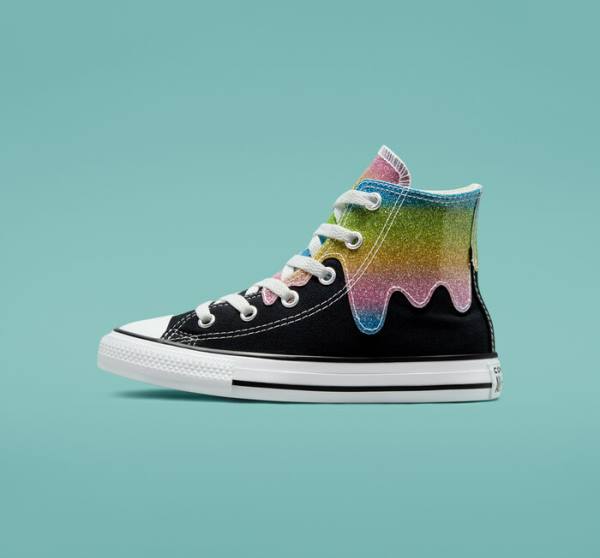 Boty Vysoké Converse Chuck Taylor All Star Glitter Drip Černé Béžový Bílé Růžové | CV-860IOL