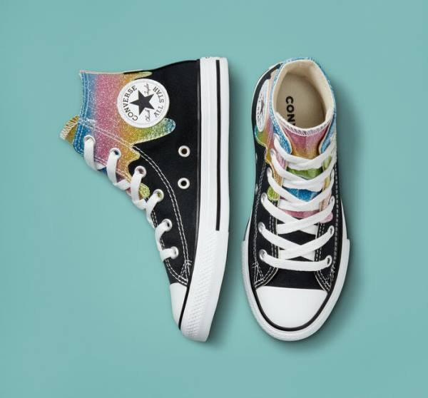 Boty Vysoké Converse Chuck Taylor All Star Glitter Drip Černé Béžový Bílé Růžové | CV-860IOL