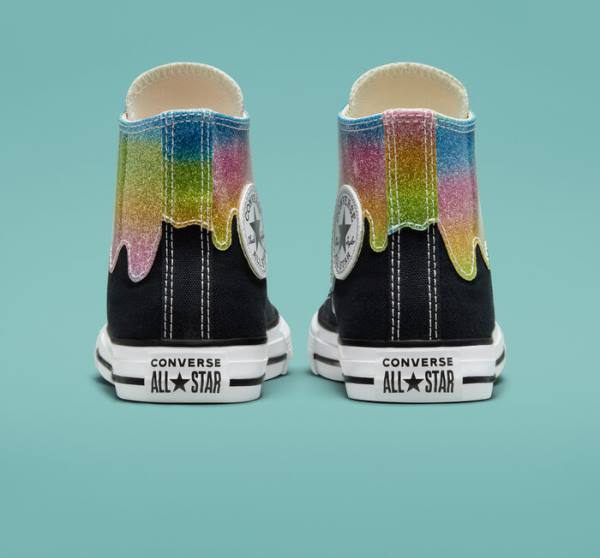 Boty Vysoké Converse Chuck Taylor All Star Glitter Drip Černé Béžový Bílé Růžové | CV-860IOL