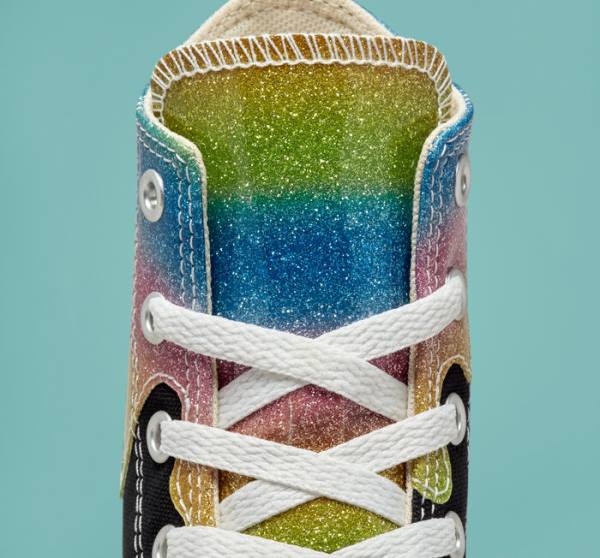 Boty Vysoké Converse Chuck Taylor All Star Glitter Drip Černé Béžový Bílé Růžové | CV-860IOL