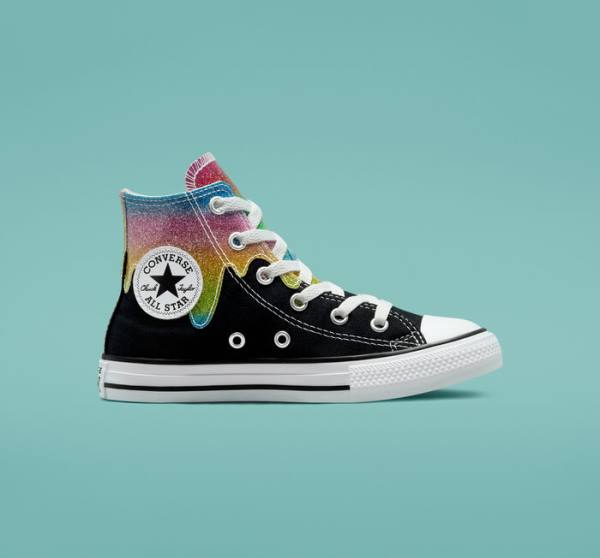 Boty Vysoké Converse Chuck Taylor All Star Glitter Drip Černé Béžový Bílé Růžové | CV-860IOL