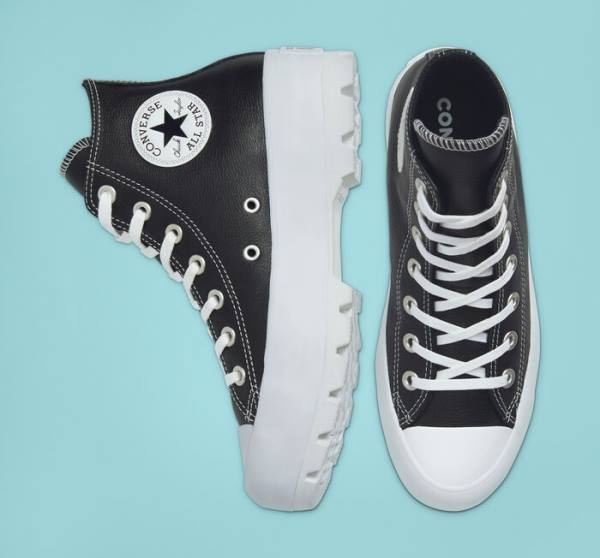 Boty Vysoké Converse Chuck Taylor All Star Lugged Læder Černé Bílé | CV-941OSJ