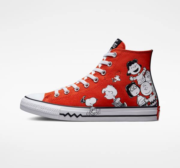 Boty Vysoké Converse Peanuts Chuck Taylor All Star Červené Černé Bílé | CV-046HQN