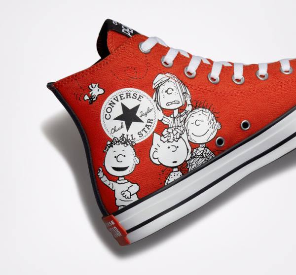 Boty Vysoké Converse Peanuts Chuck Taylor All Star Červené Černé Bílé | CV-046HQN