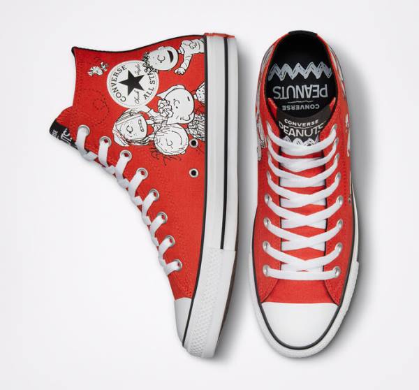 Boty Vysoké Converse Peanuts Chuck Taylor All Star Červené Černé Bílé | CV-046HQN