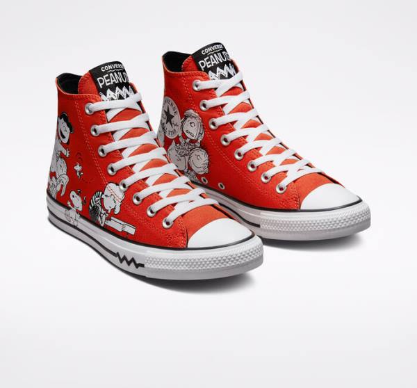 Boty Vysoké Converse Peanuts Chuck Taylor All Star Červené Černé Bílé | CV-046HQN