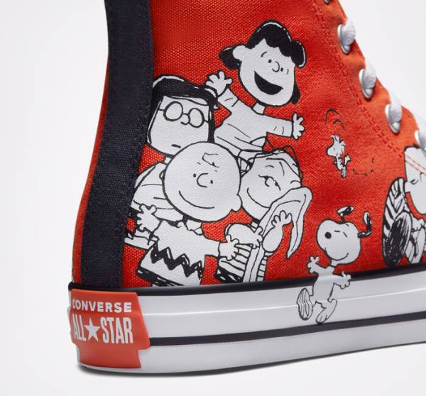 Boty Vysoké Converse Peanuts Chuck Taylor All Star Červené Černé Bílé | CV-046HQN