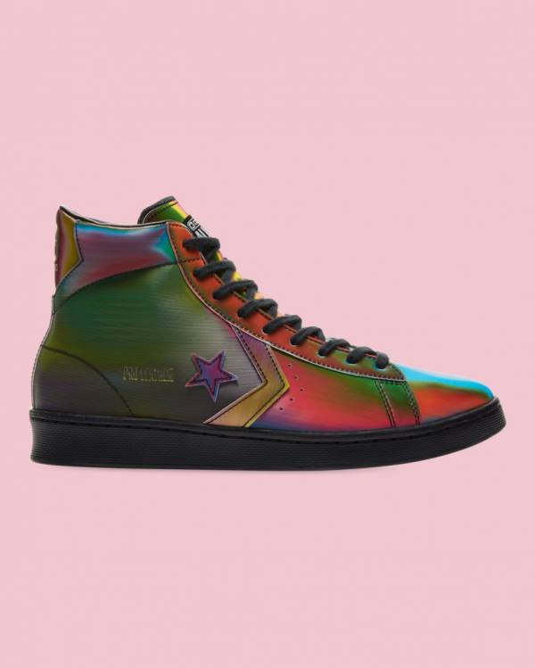 Boty Vysoké Converse Pro Læder Iridescent Černé | CV-452NKD