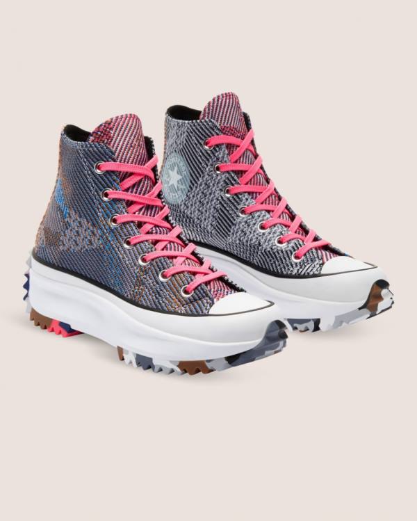 Boty Vysoké Converse Run Star Hike Knit Print Blankyt Červené | CV-475ANE