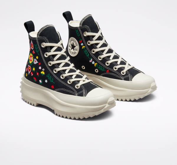 Boty Vysoké Converse Run Star Hike Platformyě Floral Embroidery Černé | CV-382XDM