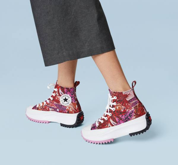 Boty Vysoké Converse Run Star Hike Platformyě Tropical Florals Oranžové Černé Bílé | CV-463NMF