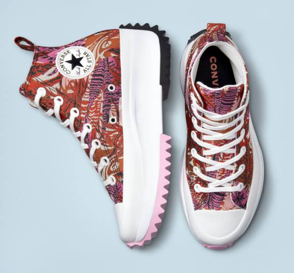 Boty Vysoké Converse Run Star Hike Platformyě Tropical Florals Oranžové Černé Bílé | CV-714QAJ