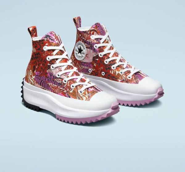 Boty Vysoké Converse Run Star Hike Platformyě Tropical Florals Oranžové Černé Bílé | CV-714QAJ